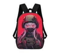 sinyumoney Soldier Waifu Yandere Art Backpacks Kids School Backpack School Bag 3D Printed School Bag for Boys Elementary And Middle School Students 17inch