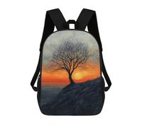 sinyumoney Solitary Tree Sunset in Charcoal And Warm Tones Backpack School Lightweight Casual Daypack School Backpacks for Men, Women & Teenage Boys 17inch