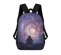 sinyumoney Space Astronaut Meditation Backpack for School 3D Printed Boys Girls School BagChildren Bookbag Travel Rucksack 17inch