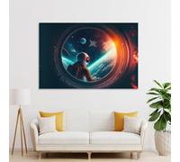 sinyumoney Space Astronaut Window View -1 Art Work for Home Walls Wall Decor Ready to Hang for Bathroom Toilet Decor Large Canvas Wall Art for Living Room 24x36inch(60x90cm)