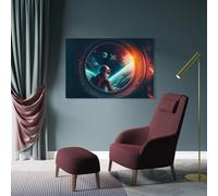 sinyumoney Space Astronaut Window View -1 Art Work for Home Walls Wall Decor Ready to Hang for Bathroom Toilet Decor Large Canvas Wall Art for Living Room 12x18inch(30x45cm)