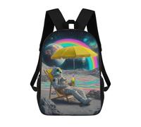 sinyumoney Space Beach Relaxation School Bag 3D Printed 17inch Backpacks Fashion Kids School Backpack Rucksacks for Boys Elementary And Middle School Students