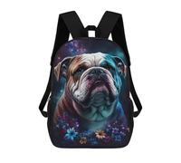 sinyumoney Space Bulldog with Flowers -1 Backpack School Water Resistant Travel Backpack Computer Bag - Perfect for Travel, Work And Daily Use 17inch