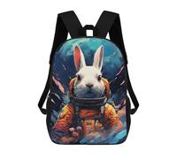 sinyumoney Space Bunny Adventure -4 Backpacks Kids 17inch School Backpack School Bag 3D Printed School Bag for Boys Elementary And Middle School Students