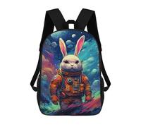 sinyumoney Space Bunny Adventure Backpack Schoolbags for Boys Girls Casual Sport Daypack Elementary Primary Large Capacity Bookbags 17inch