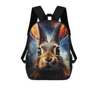 sinyumoney Space Bunny Portrait Kids School Backpack 3D Printed Backpacks Fashion School Bag Rucksacks for Boys Elementary And Middle School Students 17inch