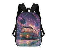 sinyumoney Space Bus Adventure Rucksacks 3D Printed Children 17inch Backpacks Fashion Casual Daypack Travel Bags Outdoor Casual Daypack for Boy And Girl