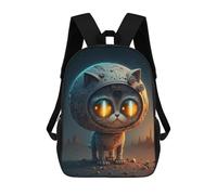 sinyumoney Space Cat Adventure -15 Children's School Backpack 3D Printed for Kids Travel Rucksacks Book Bags for Boys Elementary School Students 17inch