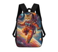 sinyumoney Space Cat Adventure Kids School Backpack 3D Printed Fashion School Bag Casual School Bag for Boys Elementary And Middle School Students 17inch