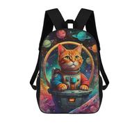 sinyumoney Space Cat Astronaut Kids School Backpack School Bag 3D Printed School Bag for Boys Elementary And Middle School Students 17inch