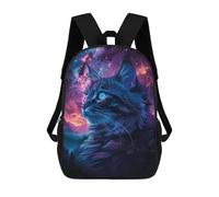 sinyumoney Space Cat Galaxy Backpacks Kids Student Schoolbag 3D Printed Backpacks Elementary And Middle School Students Backpacks for Boys Girls 17inch