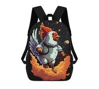 sinyumoney Space Chicken Adventure Kids School Backpack School Bag 3D Printed School Bag for Boys Elementary And Middle School Students 17inch