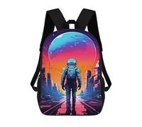 sinyumoney Space Cityscape with Astronaut School Backpack Water Resistant Travel Backpack Computer Bag for Men, Women & Teenage Boys 17inch