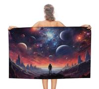 sinyumoney Space Collision GSM Washable Towels for Smooth Skin Quick Drying Durable Beach Towel Perfect The Home 130cm*80cm