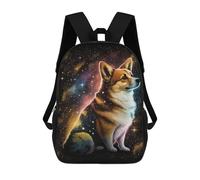 sinyumoney Space Corgi Celestial Companion -1 17 Inch Backpacks Kids Schoolbag,3D Printed Elementary And Middle School Students Backpacks for Boys Girls