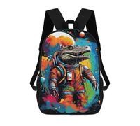 sinyumoney Space Crocodile Astronaut Art Print -1 School Bags School Secondary High School College Backpack Travel for Boys/Girls/Teenagers 17inch