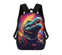 sinyumoney Space Crocodile Astronaut Art Print Backpack School Bag Fashion Stationery Backpack Waterproof Casual Daypacks- Perfect for Travel, Work And Daily Use 17inch
