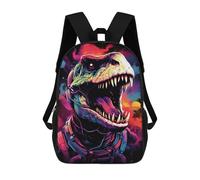 sinyumoney Space Dinosaur Adventure -18 3D Printed Kids 17inch Backpacks Boys Fashion Travel Backpacks School Bag for Boys Elementary And Middle School Students