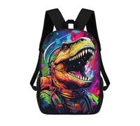 sinyumoney Space Dinosaur Art Print School Backpack Lightweight Airport College Students Back Pack for Boys/Girls/Teenagers 17inch
