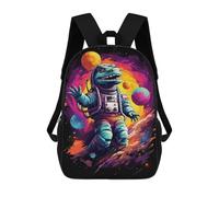 sinyumoney Space Dinosaur Astronaut Art Print -2 Backpack School Bag Large School Backpack for Boys - Perfect for Travel, Work And Daily Use 17inch