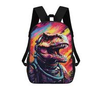 sinyumoney Space Dinosaur Astronaut Art Print -4 Backpack School Bag Large School Backpack for Boys - Perfect for Travel, Work And Daily Use 17inch