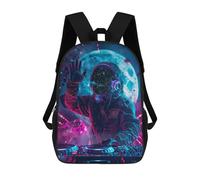 sinyumoney Space DJ Mixing Cosmic Beats Backpacks 3D Printed 17inch Kids School Backpack Outdoor Casual Daypack Casual Travel Bags for Middle School Students