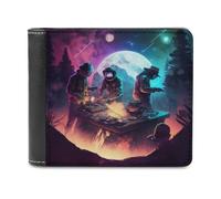 sinyumoney Space DJ Night 3D Print PU Leather Wallet Use Holds Bills Banknote Compartments Soft Convenient Purse for Boys Girls 11.7cm*9.5cm