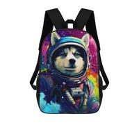 sinyumoney Space Dog Adventure-264 3D Printed 17inch Kids School Backpack School Bag Fashion Rucksacks for Boys Elementary And Middle School Students