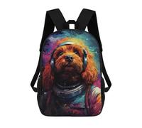 sinyumoney Space Dog Astronaut Art Print-14 Children's Backpacks School Backpack 3D Printed for Kids Travel Rucksacks Book Bags Kids 17inch School Bag