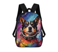 sinyumoney Space Dog Astronaut Art Print Backpacks Kids 17inch School Backpack School Bag 3D Printed School Bag for Boys Elementary And Middle School Students