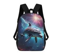 sinyumoney Space Dolphin Backpacks Kids Student Schoolbag 3D Printed Backpacks Elementary And Middle School Students Backpacks for Boys Girls 17inch