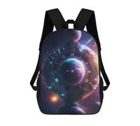 sinyumoney Space Earth Clock 17inch School Bag 3D Printed Children's School Backpack Casual Fashion Travel Backpacks for Kids School Students