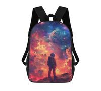 sinyumoney Space Explorer Astronaut on Alien Planet Backpack 3D Print Kids Bag Elementary Students Daypack Lightweight School Bag for Children Girls Boys Nursery Lunch Pack 17inch