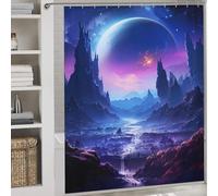 sinyumoney Space Fantasy Land Decor Bath Curtains Daily Household Stylish Washable Shower Curtain Anti Mould for Shower Bath Curtain Wet Room 69.69x70.87Inch（177x180cm）
