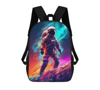 sinyumoney Space Flames Astronaut Backpacks Children's Backpacks School Bag 3D Printed Children's School Backpack Fashion Travel Backpacks for Kids Elementary Middle School 17inch