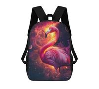 sinyumoney Space Flamingo Backpacks Kids School Backpack School Bag 3D Printed School Bag for Boys Elementary And Middle School Students 17inch