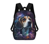 sinyumoney Space Floral Beagle Portrait School Backpack High Secondary School Bags Casual Backpack for Girl, Teen Girls 17inch
