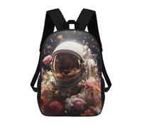 sinyumoney Space Flowers Astronaut School Bag 3D Printed Children's School Backpack Casual Fashion Travel Backpacks for Kids School Students 17inch