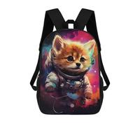 sinyumoney Space Fox Adventure -2 Backpacks Kids 17inch School Backpack School Bag 3D Printed School Bag for Boys Elementary And Middle School Students