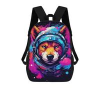 sinyumoney Space Fox Adventure -3 Children's Backpacks School Backpack 3D Printed for Kids Travel Rucksacks Book Bags Kids 17inch School Bag