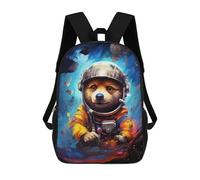 sinyumoney Space Fox Astronaut 17inch School Bag 3D Printed Children's School Backpack Casual Fashion Travel Backpacks for Kids School Students