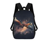 sinyumoney Space Fox Children's School Backpack 3D Printed for Kids Travel Rucksacks Book Bags Kids School Bag 17inch