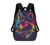 sinyumoney Space Fox Headphones Art Print Rucksack Water Resistant Computer Rucksack for Camping Outdoor Adventures And Daily Travel 17inch