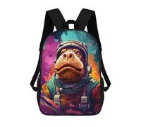 sinyumoney Space Frog Astronaut Backpacks 3D Printed 17inch Kids School Backpack Outdoor Casual Daypack Casual Travel Bags for Middle School Students