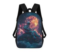 sinyumoney Space Guitarist Cosmic Serenade Backpacks Kids 17inch School Backpack School Bag 3D Printed School Bag for Boys Elementary And Middle School Students