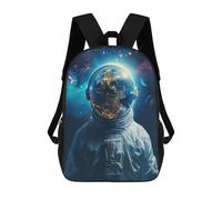 sinyumoney Space Helmet Earth View Kids School Backpack 3D Printed Fashion School Bag Casual School Bag for Boys Elementary And Middle School Students 17inch