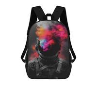 sinyumoney Space Helmet with Colorful Smoke Effect Kids School Backpack 3D Printed Backpacks Fashion School Bag Rucksacks for Boys Elementary And Middle School Students 17inch