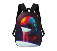 sinyumoney Space Helmet with Planet Background Backpacks, Kids Backpack Student School Bag 3D Printed Travel Backpacks Fashion Accessory Backpack Children Waterproof School Bags 17inch