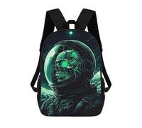 sinyumoney Space Horror Astronaut Skull Art School Bag 3D Printed Children's School Backpack Casual Fashion Travel Backpacks for Kids School Students 17inch