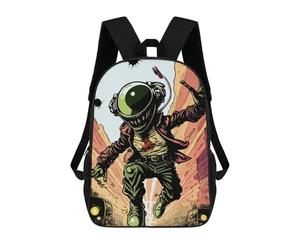 sinyumoney Space Horror Astronaut Vs. Alien School Bags Fashion Stationery Backpack Waterproof Casual Daypacks for School/Work/Travel 17inch